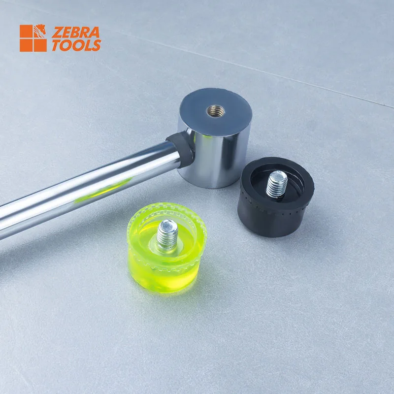 Tile tapping mallet in use — taps tile flush before clip-and-wedge precision leveling